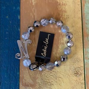 Glass bead initial bracelet